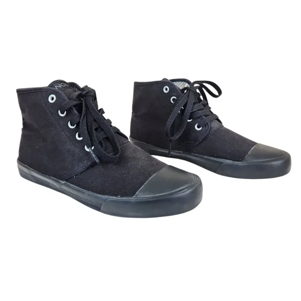 Bangs All Black Canvas Lace Up High Top Sneakers Womens 9